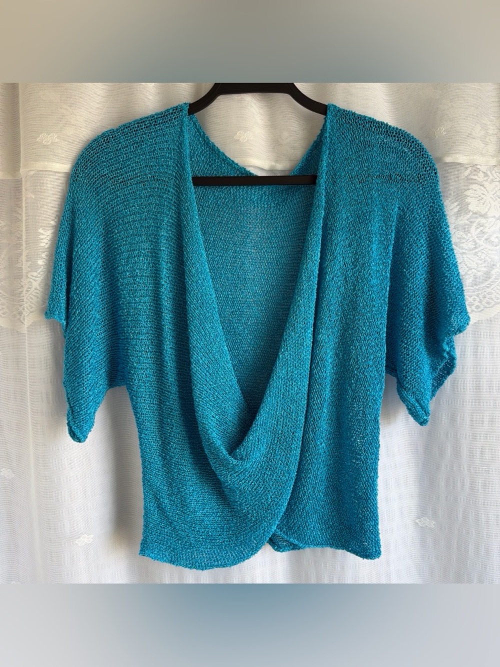 Georgina Estefania Dallas Turquoise Open Knit Sweater